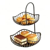 Two Fruit Basket, Metallaufbewahrung, stapelbar, Küchenhalter, schwarzes Design, für , , , Snacks, Pantry Kitchen Counter Living Room Organization Use 11,81 x 7,87 Zoll