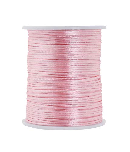 Mandala Crafts 1mm Pink Rattail Satin Cord for Macrame Chinese Knotting