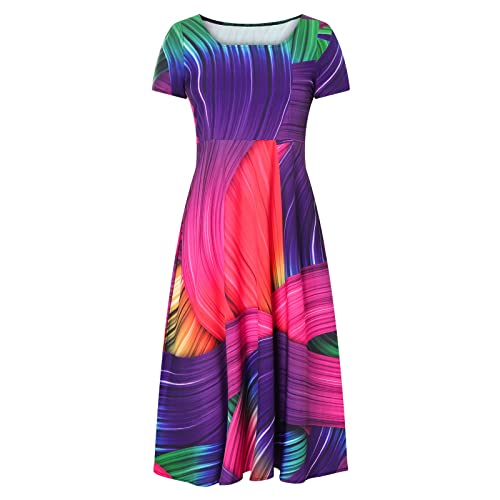Summer Dress For Women Floral Print Elegant Short Sleeve Flowy Maxi Long Dress Casual Fashion Party Daily Dress #TOP3