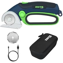 ZEITE 4V Cordless Electric Scissors with USB Charging Cable, 2 x Blade, 1 x Storage Case,Power Rotary Cutter for Cardboard Boxes,Fabric,Carpet Recycling,Gift for Men and Women