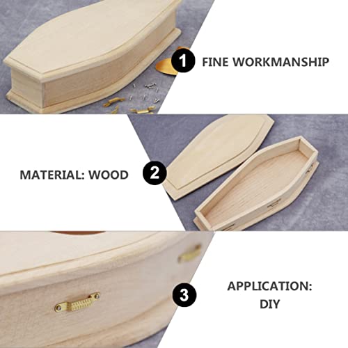 Coheali Coffin Casket Diy Home Wood Church Miniature Treat Favor Gift Keepsake Wooden Unfinished Dollhouse Party Furniture Fairy Trick Goodie House Halloween Pet Color Decoration Mini #TOP3