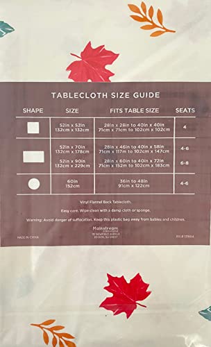 Fall Vinyl Tablecloth Flannel Backed Autumn Colorful Leaves Harvest Country Vintage Farm Truck Pumpkin Crop Plaid Border Indoor Outdoor With Custom Magnet (52'' X 90'' Oblong) (Ah399-Tr) #TOP7