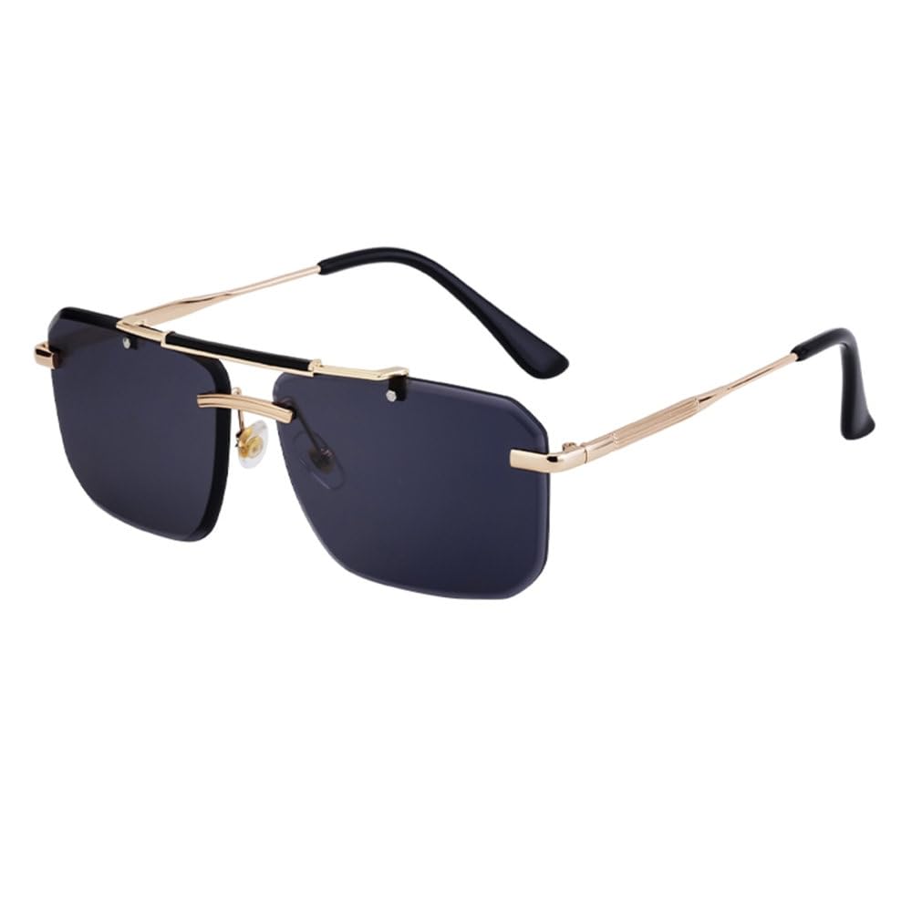 Rahmenlose Klassische Sonnenbrille Damen Herren Luxus Vintage Doppelrandlose Fahrsonnenbrille für Männer