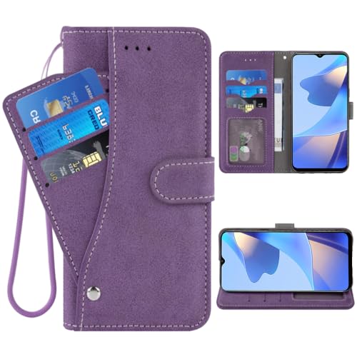Étui portefeuille OPPO A16S protection luxe en cuir avec fermeture aimantée