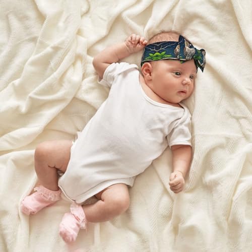 Owl at Night Picture Baby Bow Headband Super Stretchy Soft Bows Hair Accessories for Newborn Infants Toddlers Kids Girls4