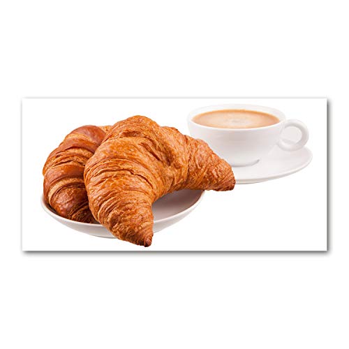 Toile Nourriture et Boissons 125x50 cm Croissants et Café Brun