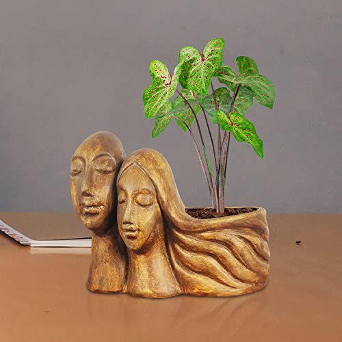Image of Lasaki Couple Antique Ceramic Pots for Indoor & Outdoor Plants | Decorative Balcony, Garden & Office Succulent Pot | Unique Designer Gamla Ceramic planters pots (16cm X 10cm X 14.5cm)