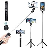 Selfie Stick for iPhone, Extendable Selfie Stick Tripod with Wireless Remote and Tripod Stand,...