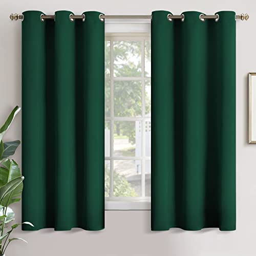 Image of YoungsTex Emerald Green Blackout Curtains 63 Inch Length for Bedroom - Thermal Insulated with Grommet Room Darkening Window Curtains for Christmas Living Room, 2 Panels, 42 x 63 Inch