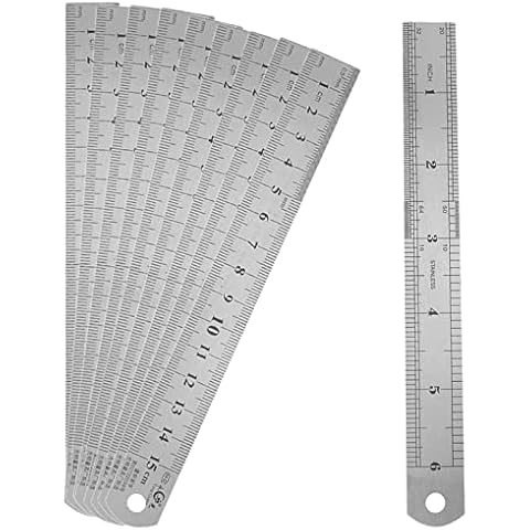 6 Inch Metal Ruler Set Stainless Steel Straight Edge Rules with Inch/Metric Scale, 10 Pack Cover