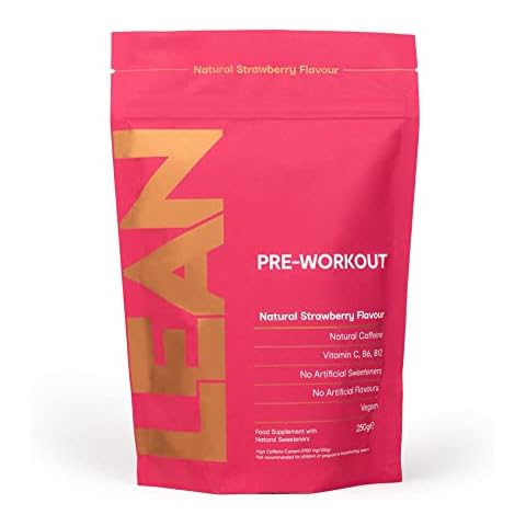 LEAN with Lilly Pre-Workout Natural Strawberry Flavour 250g. 25 Servings. Vegan Natural Energy Support with Vitamin C, B6 & B12. 170g Plant Caffeine. Low Sugar, No Sucralose or Artificial Sweeteners Cover
