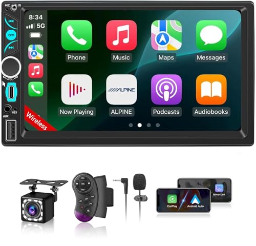Wireless Double Din Car Stereo Apple Carplay Radio Screen fo