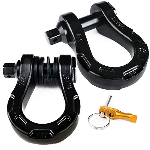 GearAmerica Aluminum Ultra Bow Shackles (Black) with Antitheft Locking Pin | 30,000 lb MBS (10,000 lb WLL) Superior to 3/4 D Rings | No Rust Anchor Points for Safe Towing and Off-Road Recovery