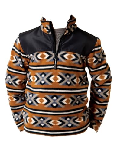 BOYS POLAR FLEECE ORANGE AZTEC PRINT PULLOVER