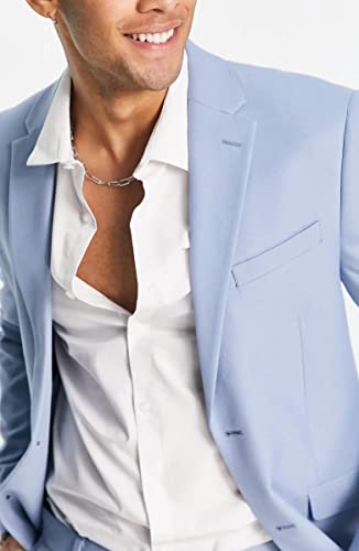 Mens 2 Piece Blue Slim Fit Suit Set 2 Button Grooms Wedding Dress Tux and Trousers2