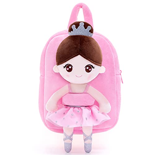 Gloveleya Toddler Backpack Kids Backpack with soft ballerina baby doll Pink Age 2+…3
