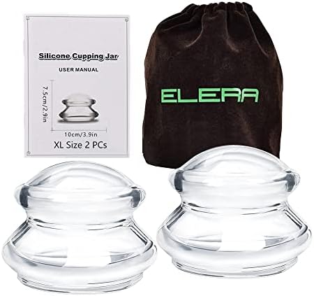 ELERA Silicone Cupping Therapy XL Size Sets, Professionally Chinese Massage Cups Tools, Silicone Cup for Joint Pain Relief, Massage Body (XL*2 Cups)