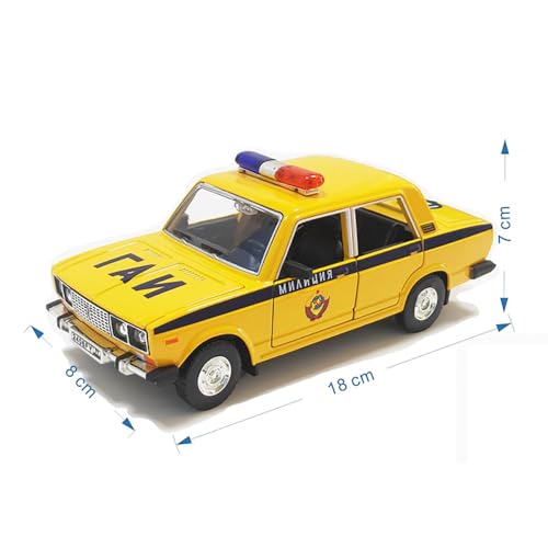 Image of DEUSON ECOM 1:24 Scale Police Toy Car for Kids Diecast Metal Cars Model Police Car Toy Russian Light Sound Pullback with Openable Doors