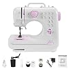 Sewing Machine for Beginners with UK Plug - 12 Built-in Stitches, Foot Pedal & Battery Power, LED Light, Easy Thread Cutter (Purple, L)