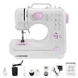 Sewing Machine for Beginners with UK Plug - 12 Built-in Stitches, Foot Pedal & Battery Power, LED Light, Easy Thread Cutter (Purple, L)