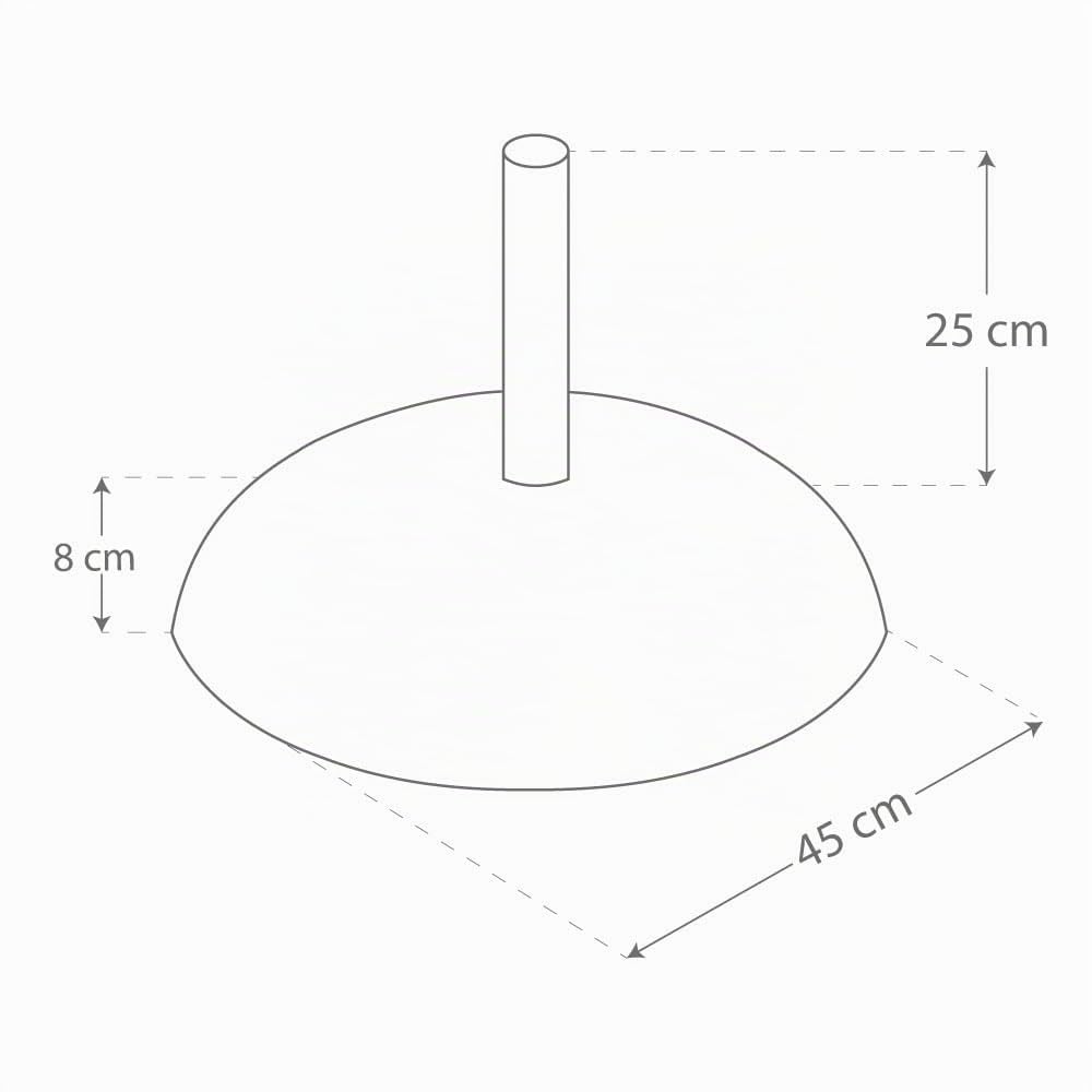 AKTIVE Base rotonda per ombrellone nera Ø45x33 cm, pali Ø35-48 mm, supporto in cemento, tubo in acciaio resistente, peso 15 kg, per giardino o terrazza esterna (53897)