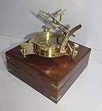 NauticalMart Captain Brass Sundial Compass with Hardwood Wooden Box