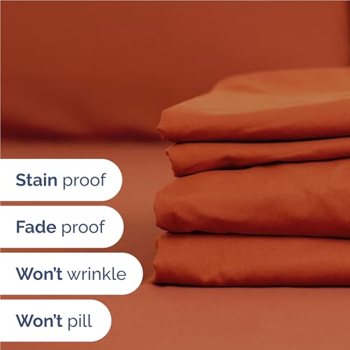 Image of Full 6 Piece Bed Sheet Set - Soft, Breathable & Cooling Sheets - Terracotta | Ultra-Soft Hotel Luxury Bedding Set with 8-16 Inch Deep Pockets, 1 Flat & 1 Fitted Sheet & 4 Pillowcases, Wrinkle & Fade Free