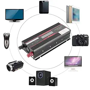 Car Inverter, Practical Black 12V to 220V Car Inverter, Durable for Camping Work Trips
