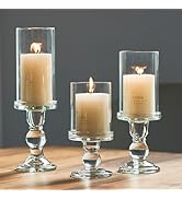 Willceka Hurricane Candle Holder, Glass Pillar Candle Holder, Glass Taper Candlestick Candle Hold...