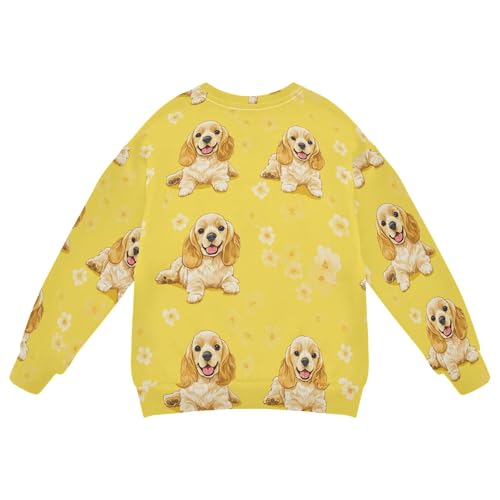 JUNZAN Cute Cocker Spaniel Dogs Yellow Kids Girls Hooded Sweatshirt Long Sleeve Boys Sweat Shirt Camping 4T2