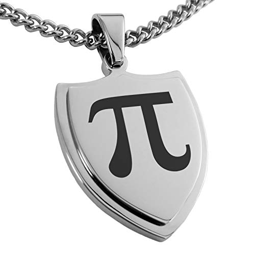 Stainless Steel Pi Mathematical Shield Pendant Necklace