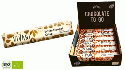 Linecase Vivani Bio White Nougat Crisp 12x35g| Bio & Vegan| Weißer Schokoladen Riegel mit Haselnuss und Kakaobutter| Riegel mit Krokant (12) Cover