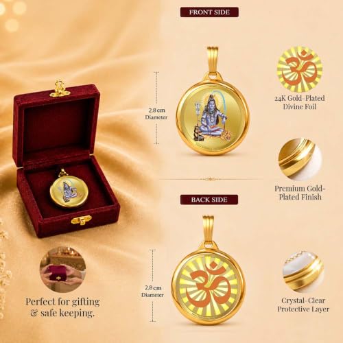 Image of DIVINITI 24K Gold Plated Double-Sided Religious Pendant with Premium Gift Box, Spiritual Locket for Men & Women, Devotional Jewellery for Gifting & Everyday Wear
