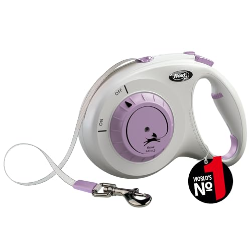 flexi® Select M Gurt 0-7 m grau/lila, längen-einstellbare Roll-Leine für Hunde bis 25 kg