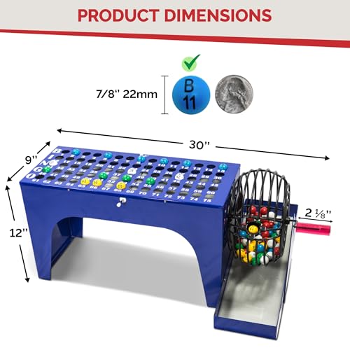 MR CHIPS Bingo Game Deluxe Set with Cage, 7/8 Inch Balls and Master Board All-in-One Table Top Professional Machine