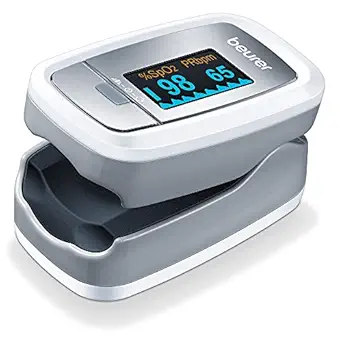 Beurer PO30 Pulse Oximeter, Blood Oxygen Saturation & Heart Rate Monitor, 5 Years Warranty - Grey