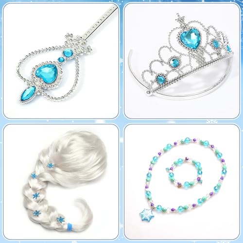Disfraz completo de princesa para niñas con peluca y capa miniatura 4