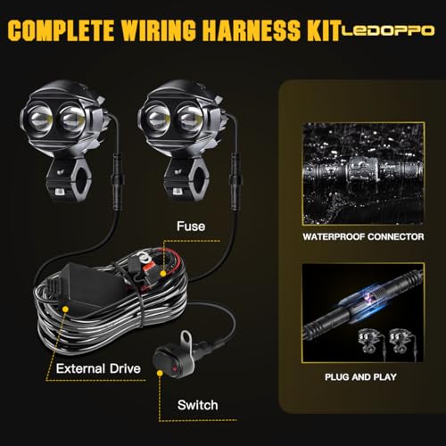 LEDOPPO Motorcycle Fog Lights Kit