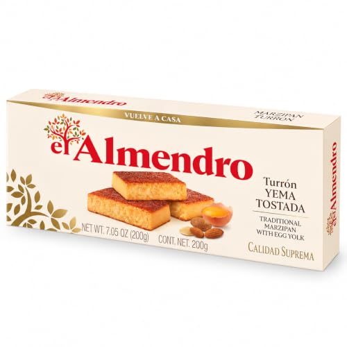 El Almendro Toasted Egg Yolk custard Nougat (Turrón de Yema Tostada), Authentic Spanish Gourmet Candy, Soft Almond Sweet Treat, Gluten-Free - 7.05 oz (200g) - image 1