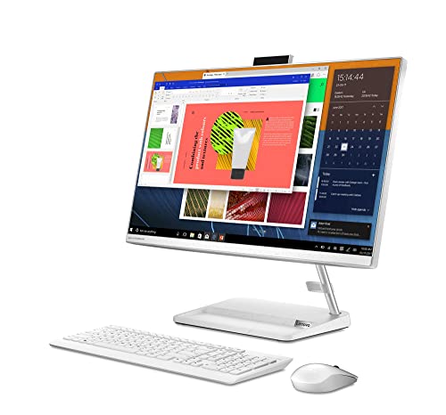 Image of Lenovo IdeaCentre AIO 3 Gen 6 2-in-1 Desktop Computer (23.8 inch Full HD, AMD Ryzen 5 5500U, 16GB RAM, 512 GB SSD, Windows 11 Home) White - Spanish QWERTY Mouse and Keyboard