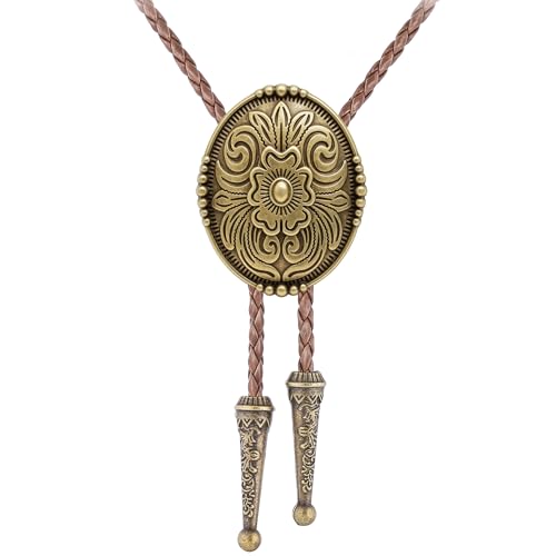 Image of GelConnie Floral Bolo Tie for Men Womens Bolo Tie Necklace Native American Black Men's Bolo Ties Western Cowboy Bolero Ties