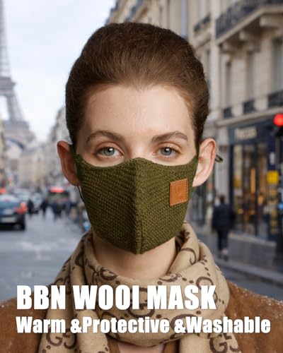 Image of BBN Warm Wool Face Mask: Adjustable Washable Cover - Reusable Windproof Protection for Winter Commuting Outdoors