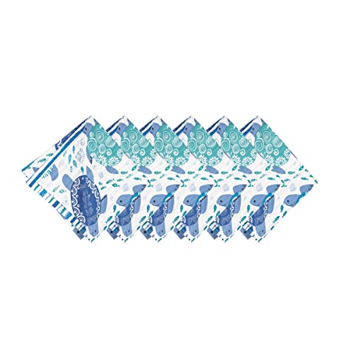 Set de 6 servilletas reversibles cuadradas 20 pulg azul miniatura 2