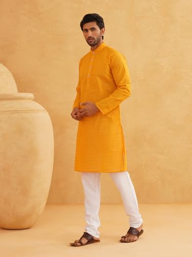 Image of Sojanya (Since 1958 Motifs Embroidered Thread Work Pure Cotton Straight Kurta With Churidar