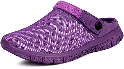 Unisex Hombres Mujeres Zuecos Zapatillas de Playa Respirable Malla Ahueca hacia Fuera Las Sandalias Zapatos Vernano, Morado Puro, 38 EU