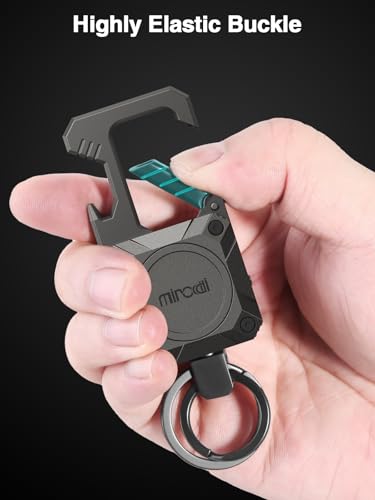 Image of Miroddi Keychain Tracker, Men's Key Chain Works with Find My(iOS Only), Heavy Duty Keychain Carabiner Bottle Opener, Car Key Chains with Finder, Anti-lost Keyrings Tracker, Rechargeable, Gunmetal