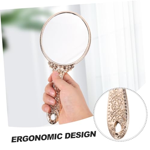 Miroir de maquillage oval avec poignée sculptée ergonomique - 3