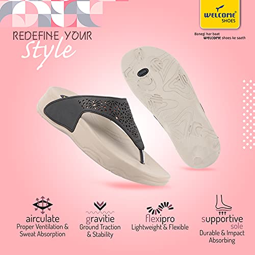 Image of WELCOME Women's Extra Soft Slippers with Cushion FootBed for Adult | Comfortable & Light Weight| Stylish & Anti-Skid| Waterproof & Everyday Flip Flops for Ladies /Girls