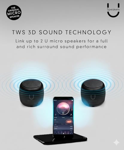 Fashionit U Micro - Small Bluetooth Speaker | Coin-Sized Speakers Bluetooth Wireless with Built-in Mic & Remote Shutter | Portable Rich Sound for Travel, Shower, Beach | Black - Image 6