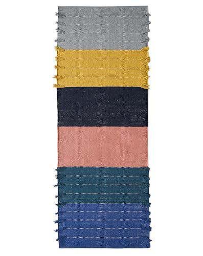 Indian Handmade 100% Organic Cotton Yoga Mat Hand Woven Rug Thick Yoga Mat For Everyday Fitness at Home Comfortable Foldable Long Mat 72 x 24 Inches Multicolor